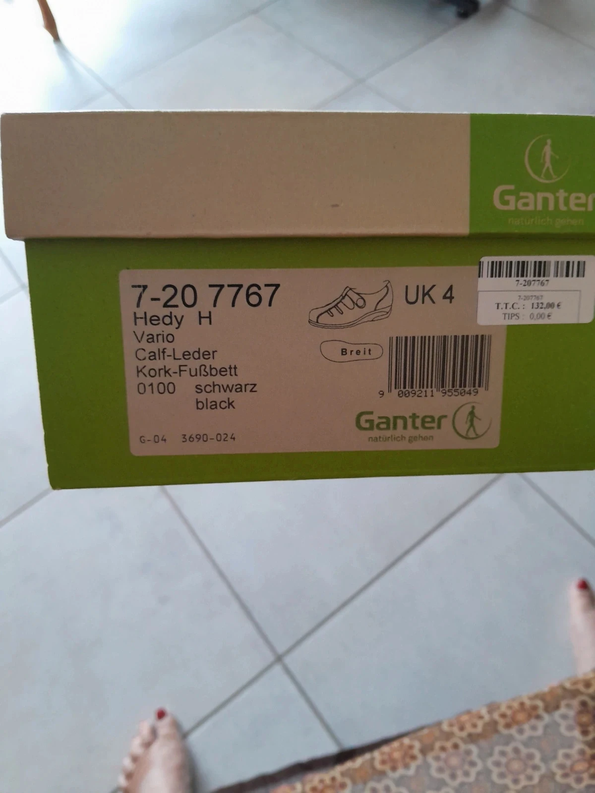 Tênis conforto Ganter Hedy H em couro preto - Tamanho 37 (UK 4 - Largura H) – photo 7